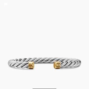 David Yurman Silver Cable Bracelet with Gold Accents